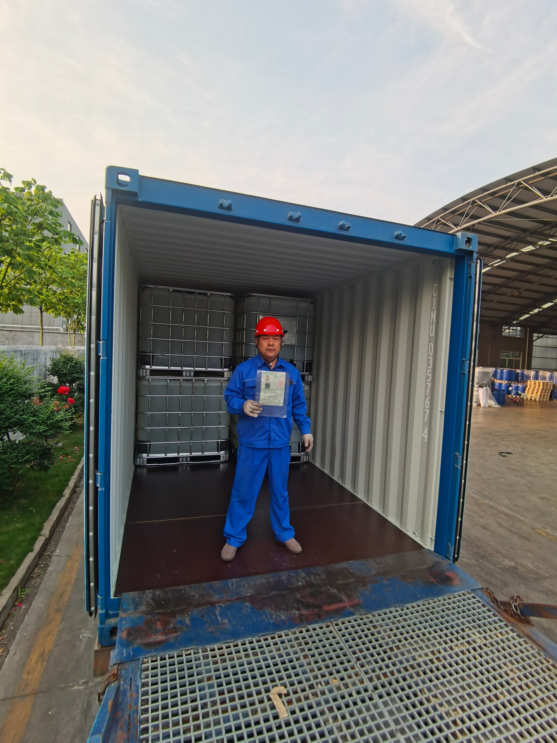 Container loading for an international chemical shipment